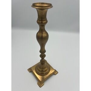 Commodore Solid Brass Candlestick Holder Square Footed Base India 10.5 Inch